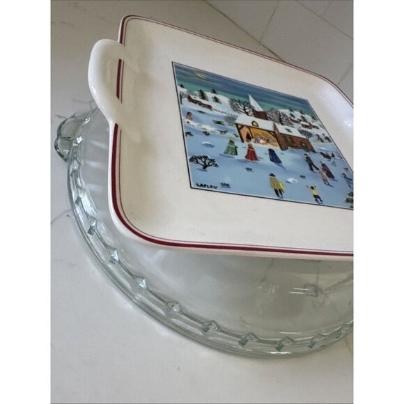 Villeroy & Boch Naif Christmas Square Handled Cake Plate Luxembourg 8" - Picture 6 of 12